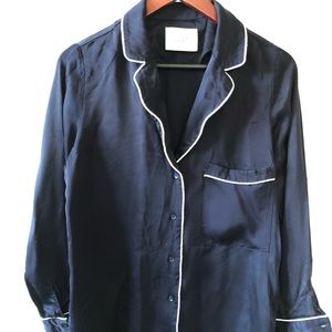 Midnight Blue Silk Night Shirt